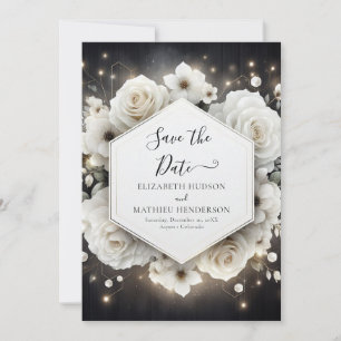 Reserve A Data Casamento Boho Minimal de Rosas Brancas