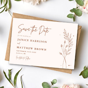 Reserve A Data Casamento Boho Minimalista Terracota Laranja Queim