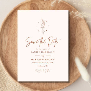 Reserve A Data Casamento Boho Minimalista Terracota Laranja Queim