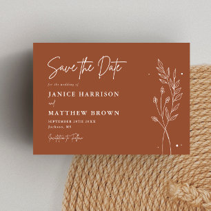 Reserve A Data Casamento Boho Minimalista Terracota Laranja Queim