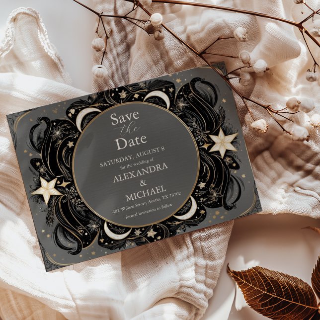 Reserve A Data Casamento Boho Noite Estrelada Lua Mística Celesti (Criador carregado)