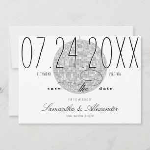 Reserve A Data Casamento Bola de Discoteca com Letra Moderna Mini
