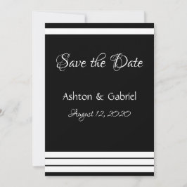 Reserve A Data Casamento Bonito de Script Preto e Branco
