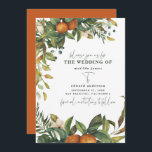 Reserve A Data Casamento botânico aquarela laranja cítrico<br><div class="desc">Cartão de aviso de casamento floral e folhagem aquarela laranja cítrico. Belas aquarelas florais impressas à mão e texto em letra cursiva moderna. Cor de ferrugem moderna e atual.</div>