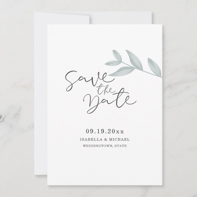 Reserve A Data Casamento Botânico Caligráfico Save the Date (Frente)