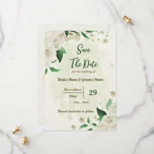 Reserve A Data casamento botânico com flores brancas de marfim
