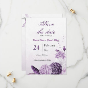 Reserve A Data casamento botânico com flores roxas