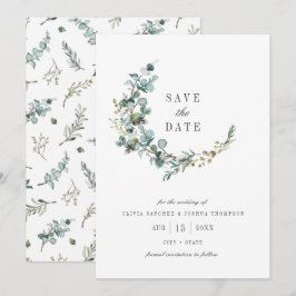 Reserve A Data Casamento Botânico de Eucalipto em Aquarela