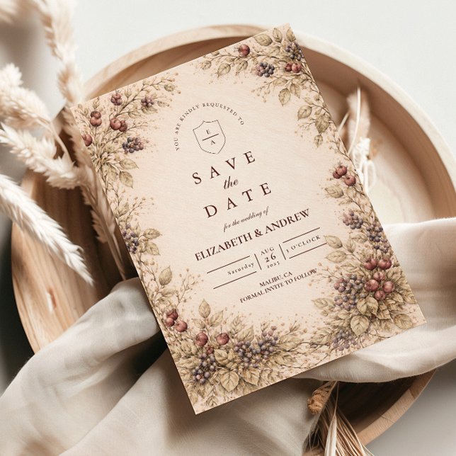 Reserve A Data Casamento Botânico de Frutas Vintage (Criador carregado)