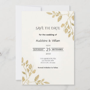 Reserve A Data Casamento Botânico Dourado minimalista de Eucalypt