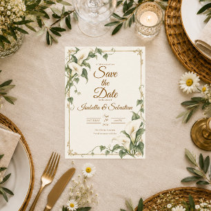 Reserve A Data Casamento Botânico Elegante com Copo-de-Leite