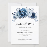 Casamento Botânico Floral Azul Desbotado Ardósia N