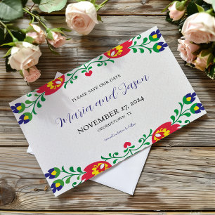 Reserve A Data Casamento Botânico Floral Colorido Fiesta Mexicano