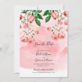 Reserve A Data Casamento Botânico Floral Rosa-Rosa de Vintage