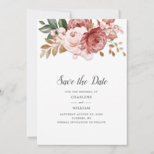 Reserve A Data Casamento Botânico Floral Russo Salve a Data