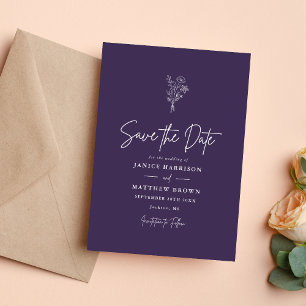 Reserve A Data Casamento Botânico Minimalista Boho Roxo