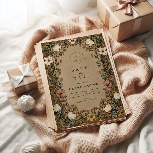 Reserve A Data Casamento Botânico Outonal Vintage (Criador carregado)