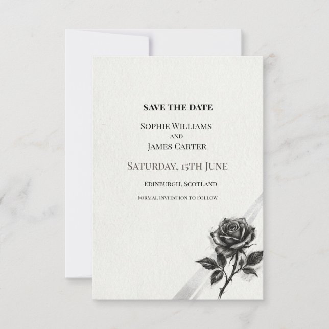 Reserve A Data Casamento Botânico Preto (Frente)