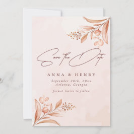 Reserve A Data Casamento Botânico Rustic Blush Terracotta