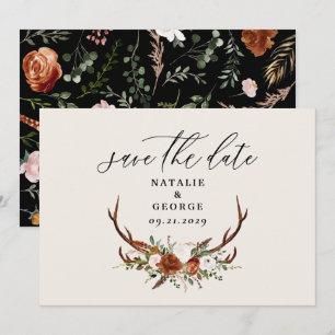 Reserve A Data Casamento botânico rústico elegante e sombrio