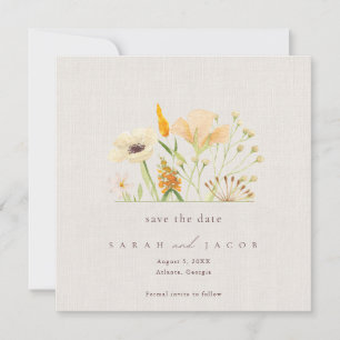 Reserve A Data Casamento Botânico Simples de Flores Selvagens