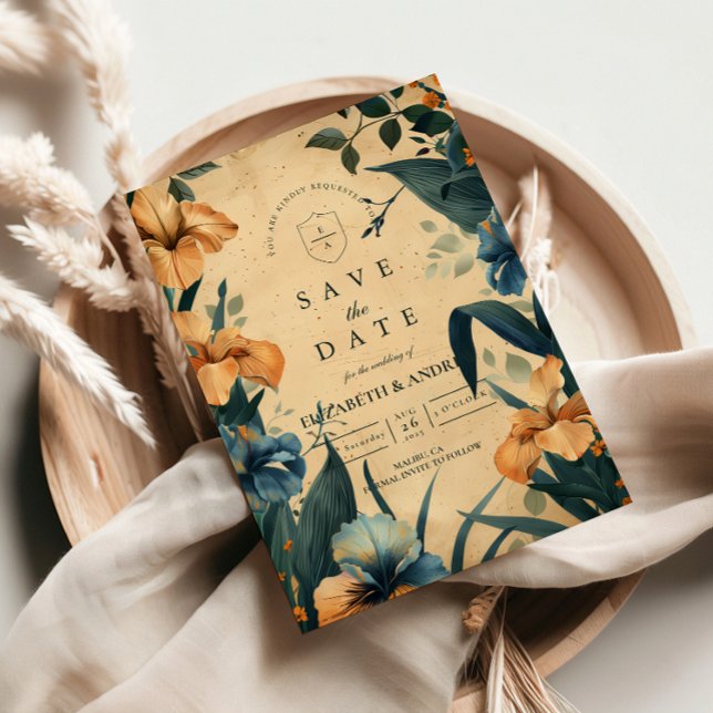 Reserve A Data Casamento Botânico Tropical Vintage (Criador carregado)