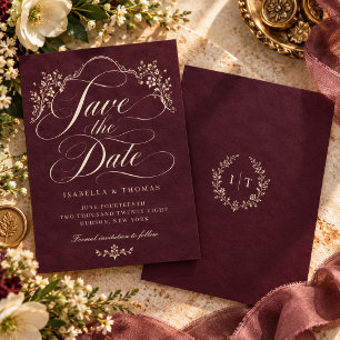 Reserve A Data Casamento Botânico Vintage Elegante Barroco em Ton