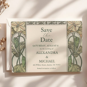 Reserve A Data Casamento Bougainvillea Green Art Nouveau Mucha