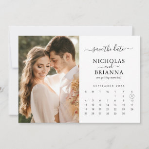 Reserve A Data Casamento Branco do Calendário de Fotos Minimalist