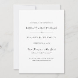Reserve A Data Casamento Branco e Preto Clássico Elegante