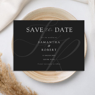 Reserve A Data Casamento branco e preto do monograma minimalista