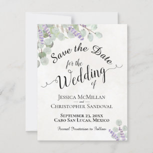 Reserve A Data Casamento Branco Elegante Russo Eucalipto e Lavand
