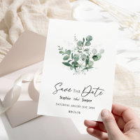 Casamento Branco Moderno Greenery Salvar a Data