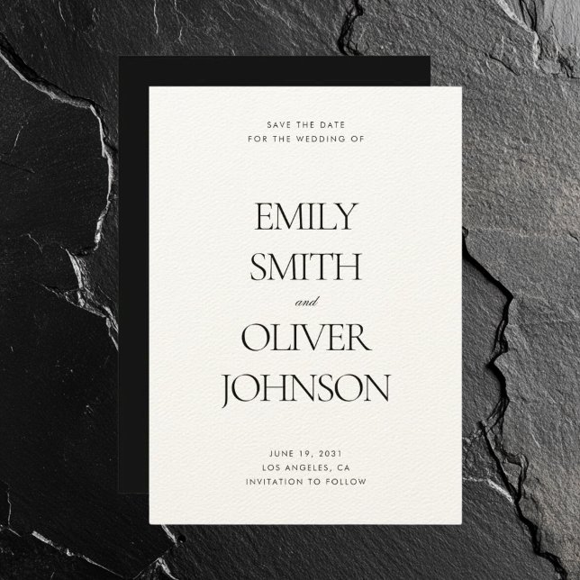 Reserve A Data Casamento Branco Negro Limpo e Moderno Elegante (Criador carregado)