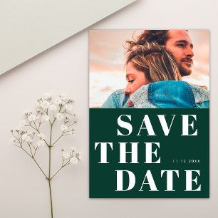Reserve A Data Casamento Branco Simples 1 Foto Bold Emerald Green