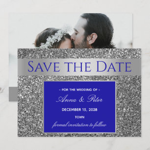 Reserve A Data Casamento Brilho Prata