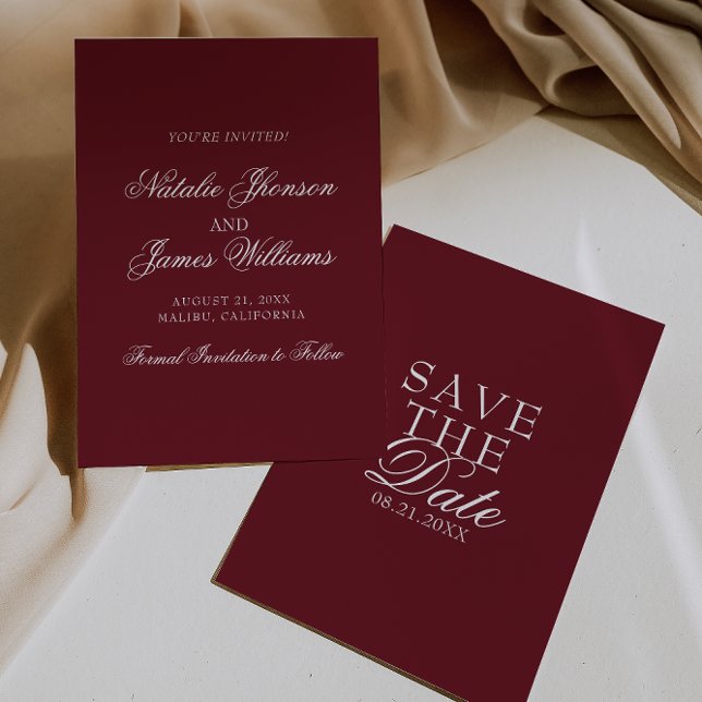 Reserve A Data Casamento Burgundy Branco Clássico com Muito Estil (Criador carregado)