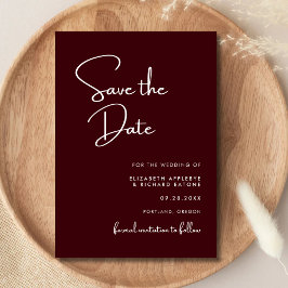 Reserve A Data Casamento Burgundy Elegante e Moderno