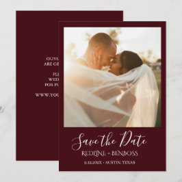 Reserve A Data Casamento Burgundy Elegante Uma Foto