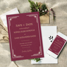 Casamento Burgundy Gold Art Deco Black Tie Gatsby