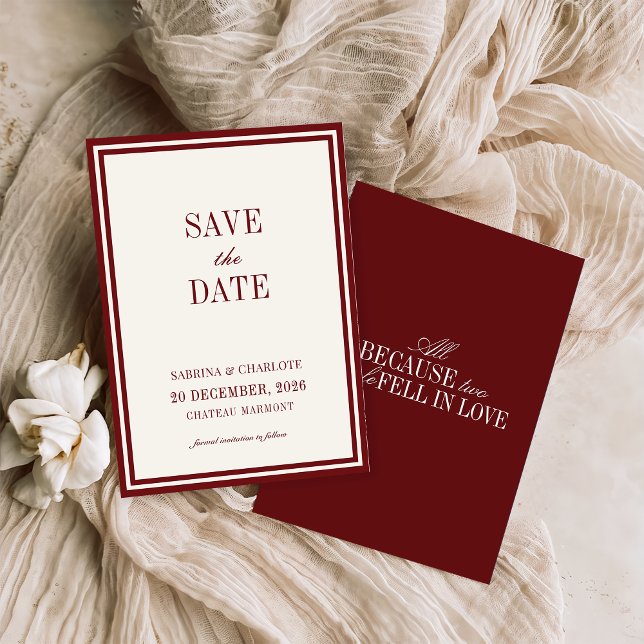 Reserve A Data Casamento Burgundy Moderno com Estilo Antigo Salva (Criador carregado)