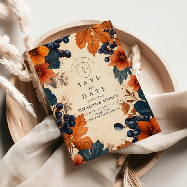 Reserve A Data Casamento Burnt Orange & Marinho Berries (Criador carregado)