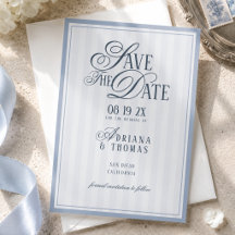 Casamento Caligrafia Dinheiro Antigo Listrado Azul