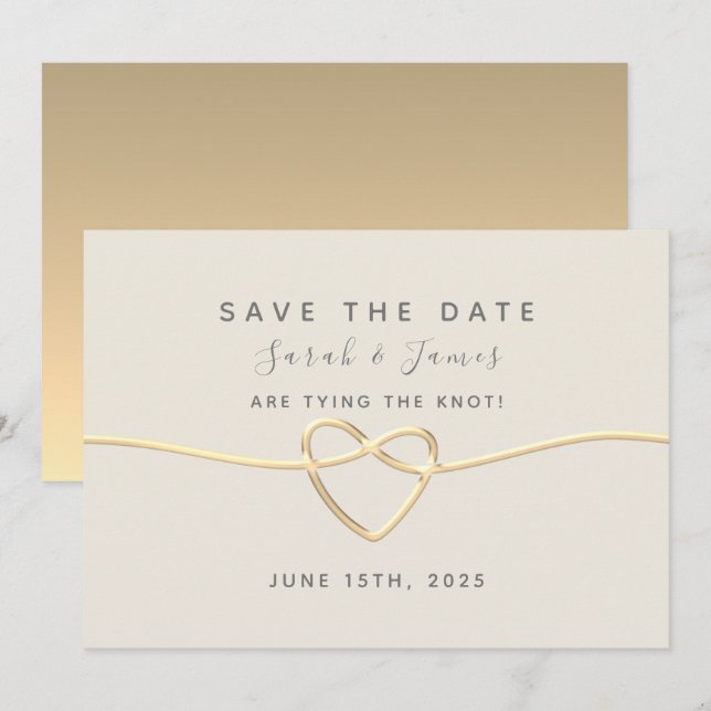 Reserve A Data Casamento Caligrafia Dourada (Frente/Verso)