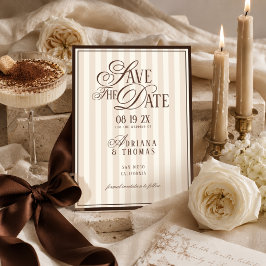 Reserve A Data Casamento Caligrafia Listrada Marfim Marrom Old Mo