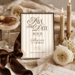 Reserve A Data Casamento Caligrafia Listrada Marfim Marrom Old Mo