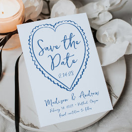 Reserve A Data Casamento Caprichoso Coração Azul
