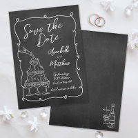 Casamento Caprichoso Desenhado à Mão em Quadro Neg