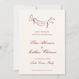 Reserve A Data Casamento Caprichoso Ilustrado a Vermelho