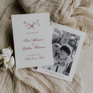 Reserve A Data Casamento Caprichoso Ilustrado de Vermelho